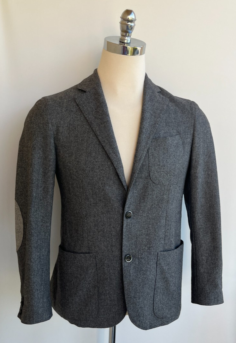 Lubiam Men’s Blazer Jacket Elbow Pads Gray Size 48 R It, US 38 R